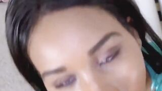 ebony babe jenna foxx gets her face covered with hot jizz