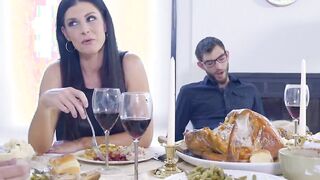 mom fucks son & eats teen creampie for thanksgiving treat
