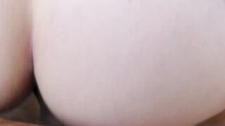 Natural babe in stockings sucks a dick and rides it in POV