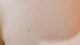 Natural babe in stockings sucks a dick and rides it in POV