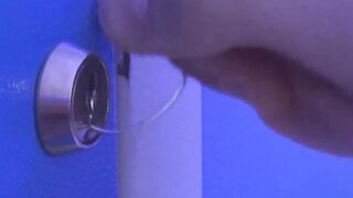 Toe licking twink strokes his hard cock in the locker room