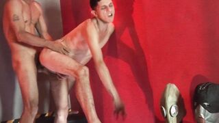 Twink got caught by daddy while wanking and barebacks him