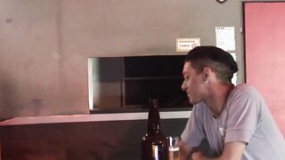Twink got caught by daddy while wanking and barebacks him