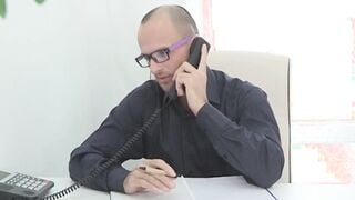 Petite young blonde cucks her boyfriend and fucks in office