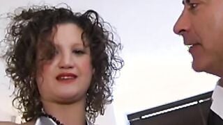 Busty hooker gets her ass banged and creampied by old sir