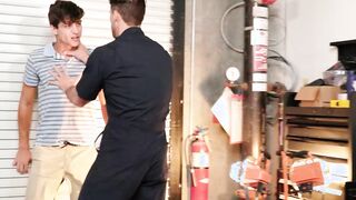 Dirty fucking with a technician at a warehouse