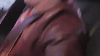 Cute twink wanks his hard spear while driving in a car
