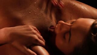Beautiful lesbian babes indulge in erotic oral session
