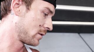 Athletic jock hard fucked raw by his hairy twink stepson
