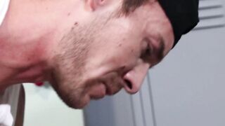 Athletic jock hard fucked raw by his hairy twink stepson