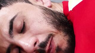 Athletic jock hard fucked raw by his hairy twink stepson