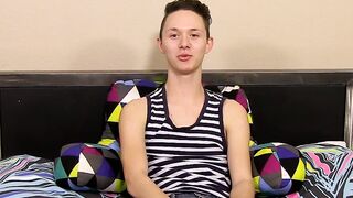 Adorable slim twink Seth Cane enjoys playing with his ass