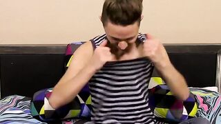 Adorable slim twink Seth Cane enjoys playing with his ass