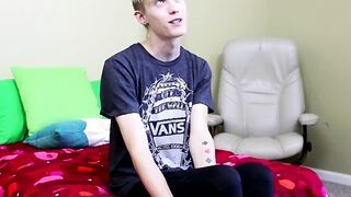 Horny newcomer Nick jerking it off and playing with a dildo