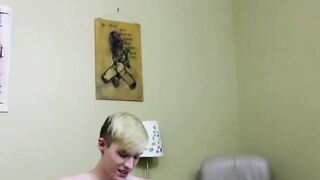 Horny newcomer Nick jerking it off and playing with a dildo