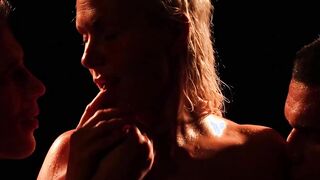Lustful woman picks out two cocks to fuck her in the dark