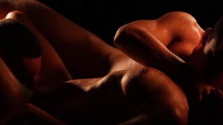 Lustful woman picks out two cocks to fuck her in the dark