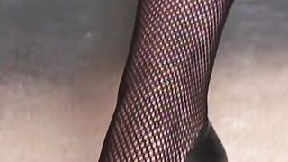 Promiscuous MILF masturbating solo aided by bulky dildo