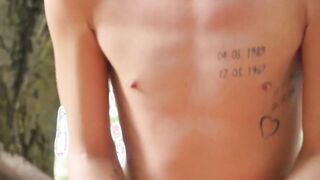 Handsome guy barebacking smooth young gay masseur outdoor