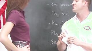 skinny high school teen fucked to orgasm by coach in class