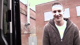 Horny and attractive studs have hot threesome sex in a car