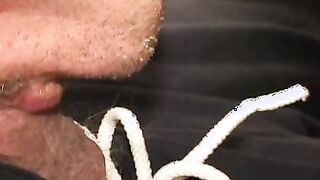 Tattooed senior gets a finger in his ass and sucks cock