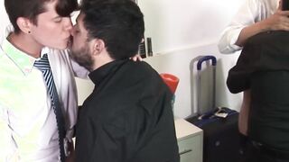 Hung daddy thrusts fat prick in tight hairy twink asshole