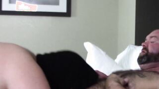 Masked bear cums hard after face sitting rimjob and blowjob