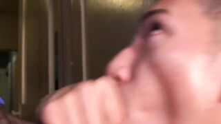 Oriental homosexual smeared with jizz after deepthroat
