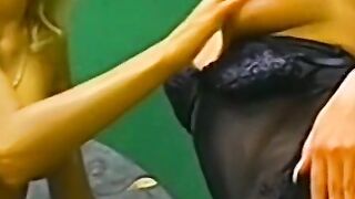 Irresistible vintage dyke making lover cum with toys