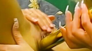 Irresistible vintage dyke making lover cum with toys