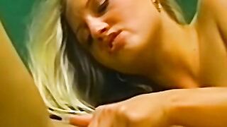 Irresistible vintage dyke making lover cum with toys