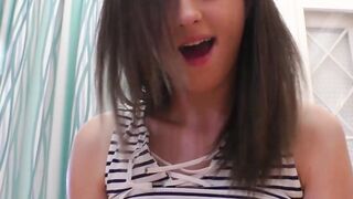 Barely legal sweetie bouncing on seniors cock POV