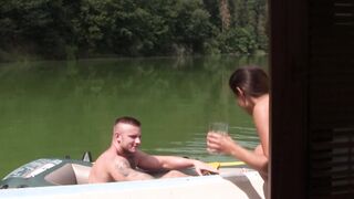 Young girlfriend pounded during lake vacation