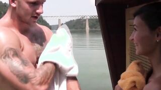 Young girlfriend pounded during lake vacation