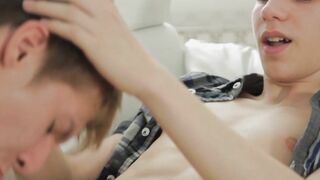 Young dude bends his friend over and barebacks him gently