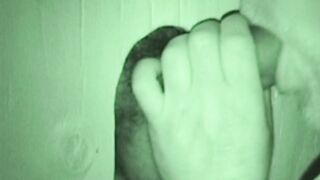 Bearded fat fucker swallows a big hairy glory hole cock