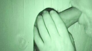 Bearded fat fucker swallows a big hairy glory hole cock