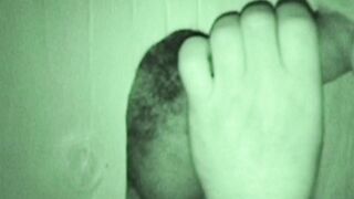 Bearded fat fucker swallows a big hairy glory hole cock