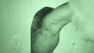 Bearded fat fucker swallows a big hairy glory hole cock