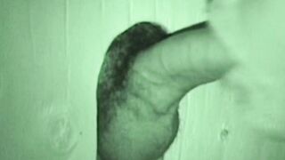 Bearded fat fucker swallows a big hairy glory hole cock