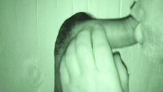 Bearded fat fucker swallows a big hairy glory hole cock