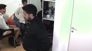 Hairy mature man has raw fucking threesome with twinks