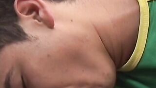 Skinny gay dude butt fucked in the kitchen hard and fast