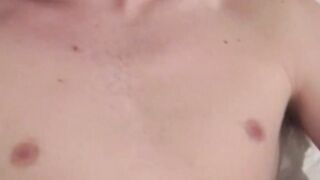 Slim young amateur masturbates alone into fat messy cumshot