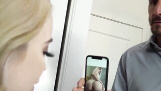 Pierced blonde moans while riding cock reverse cowgirl style