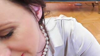 Posh English MILF doggystyled and treated with jizz