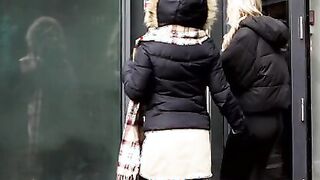 Elza A and her mistress Lesya walk the streets hand in hand as they enjoy some sightseeing. They stop inside