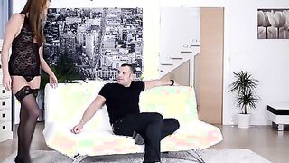 Voluptuous Bombshell Hungarian Angel Blade is ready for a stunning time into a sheer black dress and matching lingerie, but she