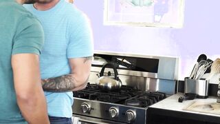 Homo hunk swallows cock before breeding inked dude